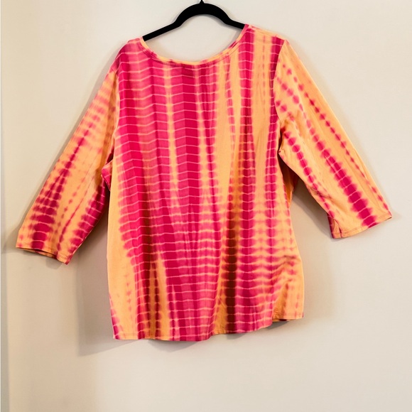 Belle by Kim Gravel Vibrant Pink and Yellow Blouse Size XL - Picture 2 of 10